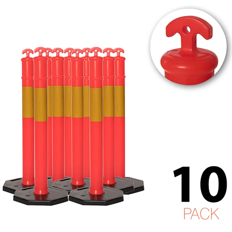 (10-pack) - Flexibarrier T-Top Pollare med Bas