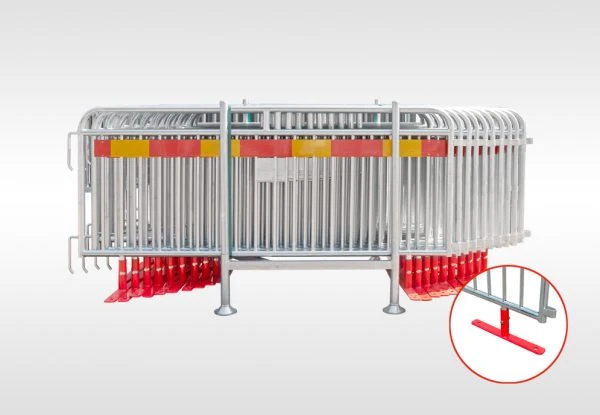 Flexibarrier Kravallstaket - Premium - Vridbar fot, Komplett paket med transportkorg (57,5m)