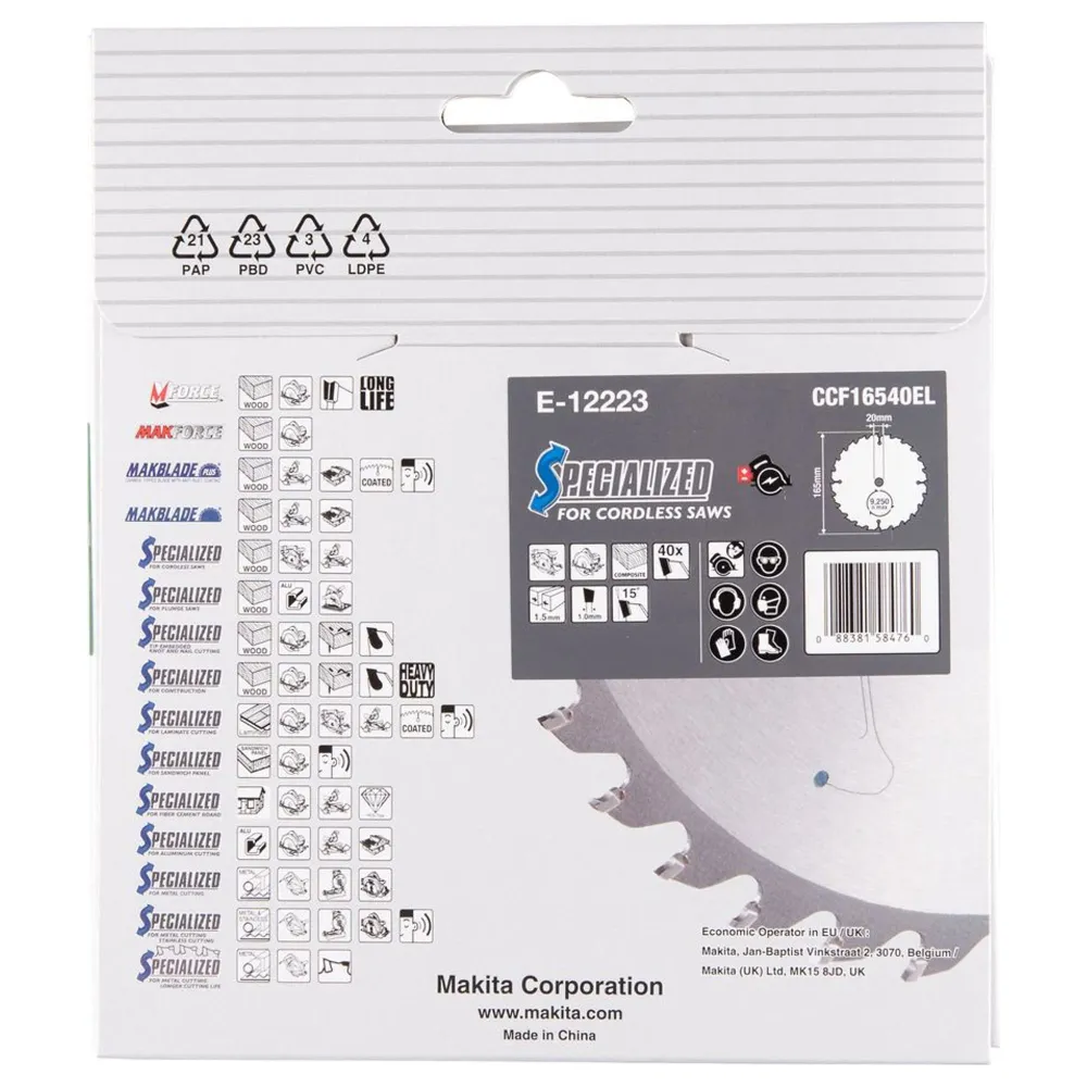 Makita Efficut E-12223 165x20mm 40T Cirkelsågklinga