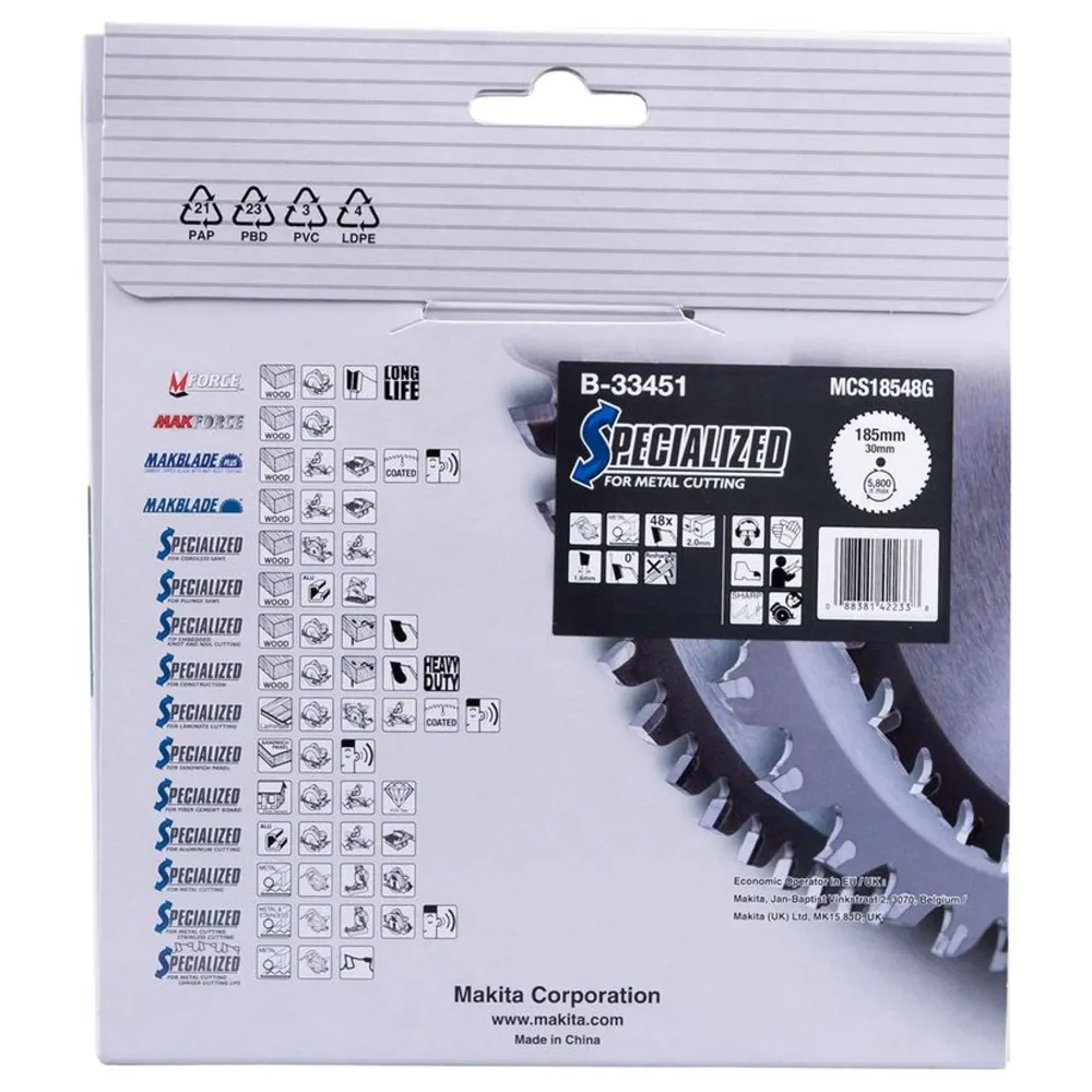 Specialiserad TCT Makita B-33451 185x30mm 48T blad