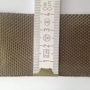 Basaltfaser Band 40 mm, 0,21 mm, 15 g/lfm, eine Kante aus braunem PP-Garn