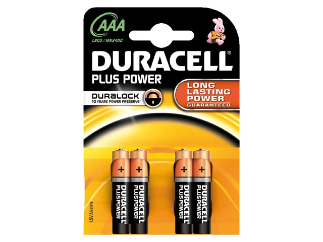 Duracell, Plus MN2400 AAA-batterier, 4-pack