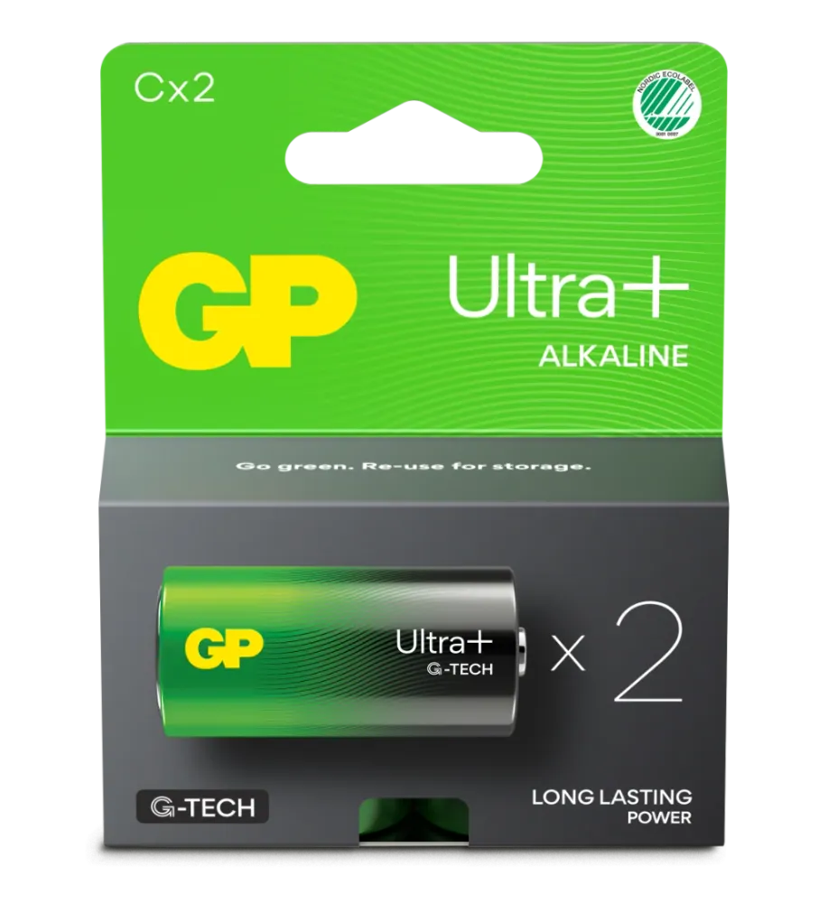 Engångsbatteri GP Ultra+ C / LR14 2-pack