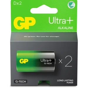 Engångsbatteri GP Ultra+ D / LR20 2-pack
