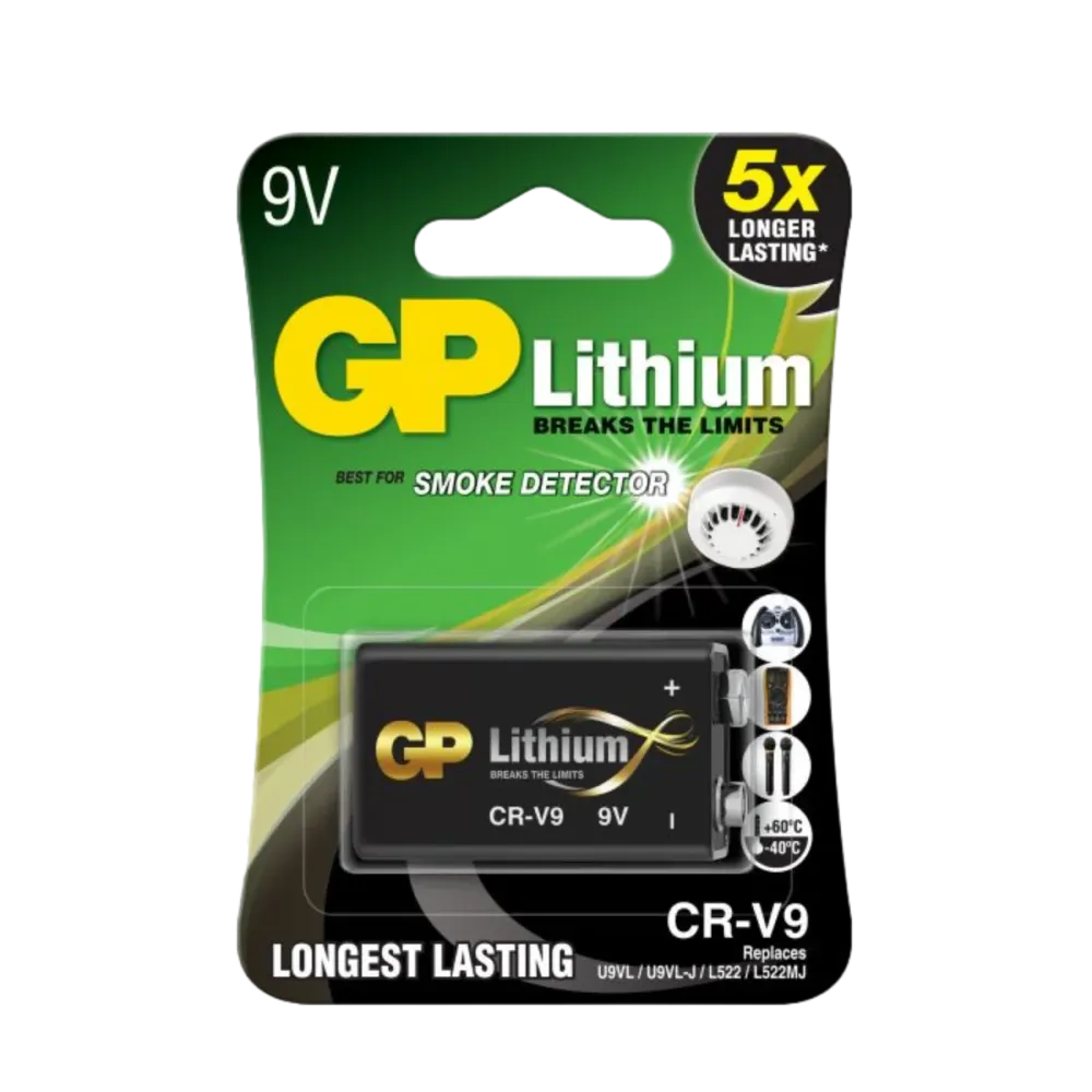 Lithiumbatteri GP Lithium 9V / 6F22 - 10-årsbatteri