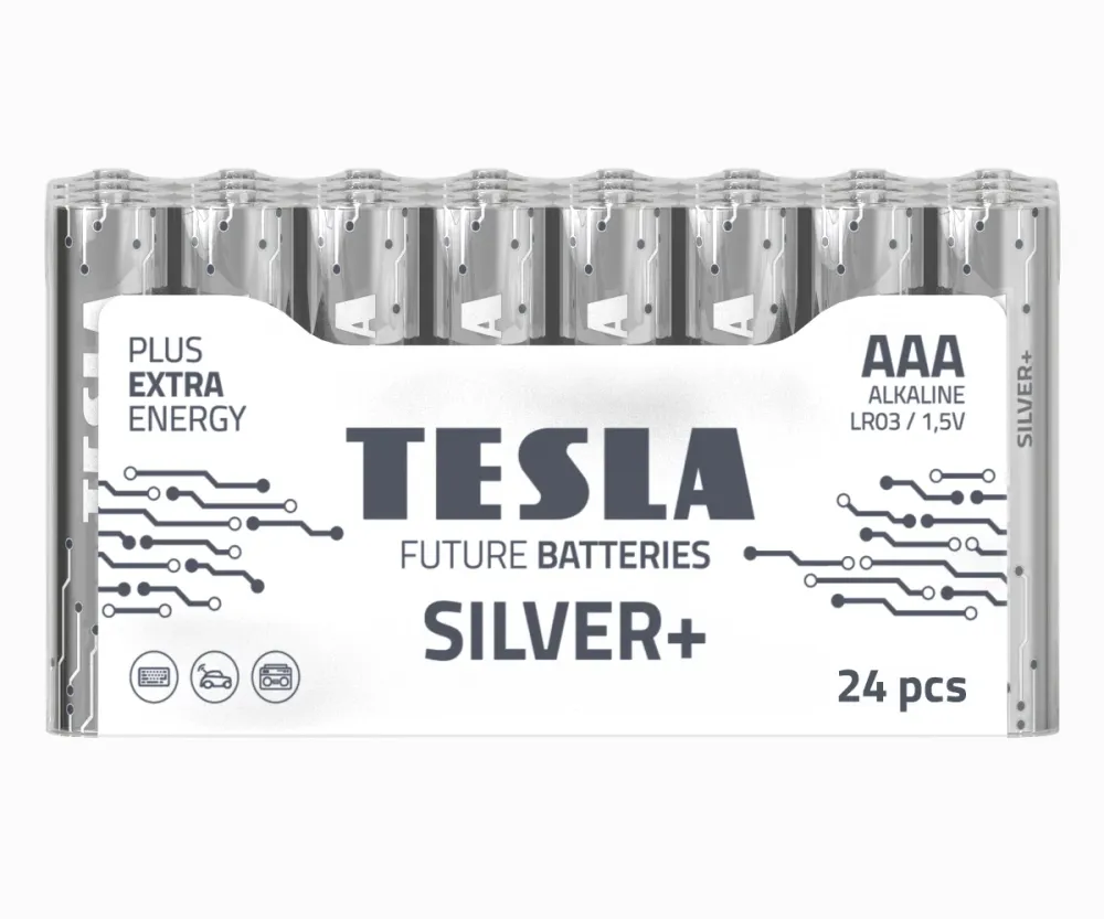 Tesla Silver+ AAA Alkaliska Batterier (24 st)