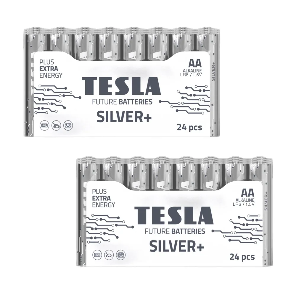 Tesla Silver+ AA Alkaliska Batterier (48 st)