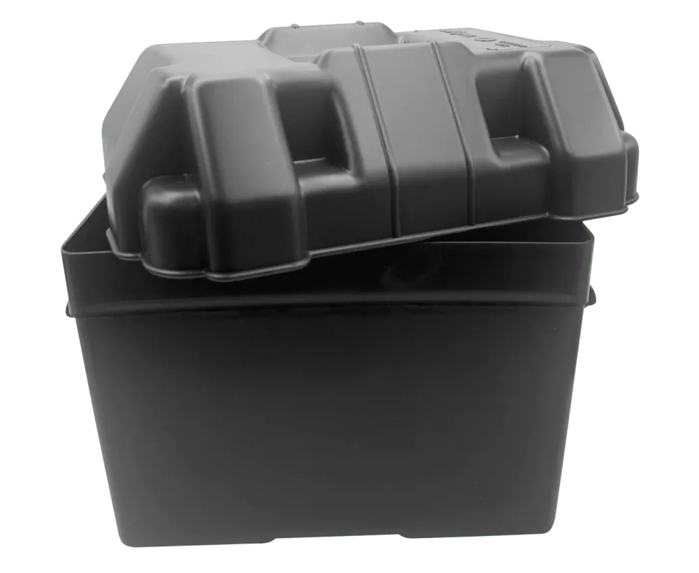 Trem, batterilåda liten svart, PVC med lock och säkerhetspasta, ISO-10133, PCK4
