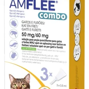 Amflee Combo Spot On Katt 50 mg – 3 pipetter - Fipronil och s-metopren - Komplett skydd för katter, illrar och miljö