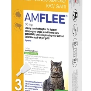 Amflee Spot On Cat – 3 pipetter – Skydd mot loppor, fästingar och löss