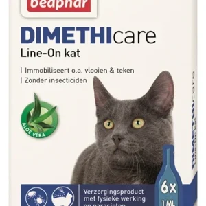 Beaphar DIMETHIcare Line-On Cat – 6 pipetter – Naturlig och fysiskt effektiv vårdprodukt