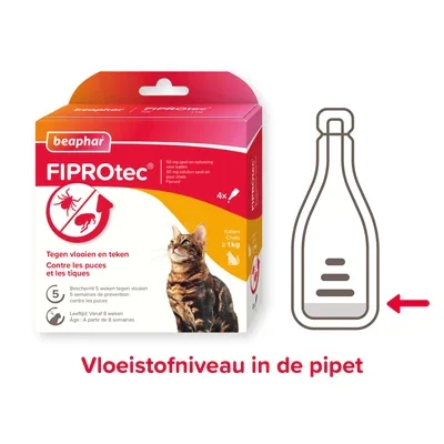 Beaphar Fiprotec Katt – 4 pipetter – Mot loppor och fästingar – Från 1 kg och 8 veckor
