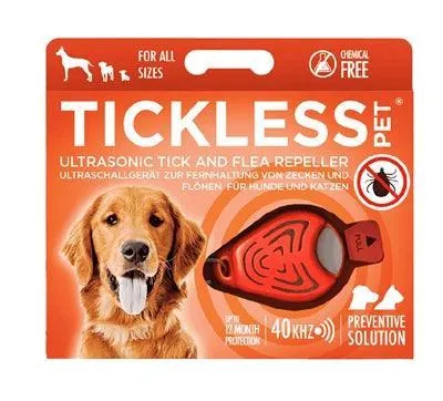Tickless tick- & fläta-avskräckning – Ultraljudsbaserat, giftfritt och luktlöst alternativ (fluorescerande orange)