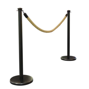 Svart Stolpe & Repspärr Set - Luxor - (2x Svarta Stolpar + 1x 150cm Hamprep)