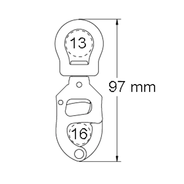 Ronstan triggersnap skothake litet öga, brottstyrka 3200kg 97 mm