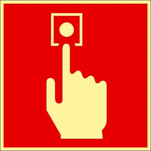 Färgefterlysande Brandskylt "Brandlarmsknapp" - Supernova®
