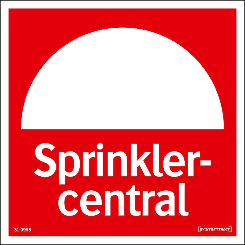 Reflekterande Brandskylt "Sprinklercentral"