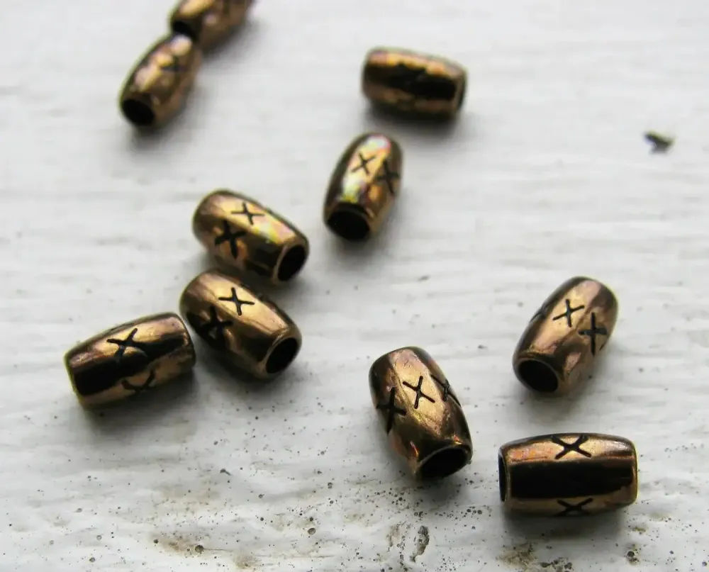 Mellandel Bronsfärgad - Tub med kryss 3,4x5,4 mm, set ten