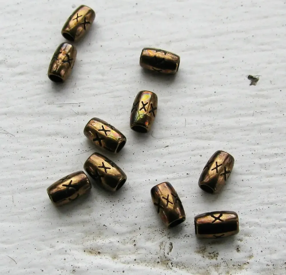 Mellandel Bronsfärgad - Tub med kryss 3,4x5,4 mm, set ten