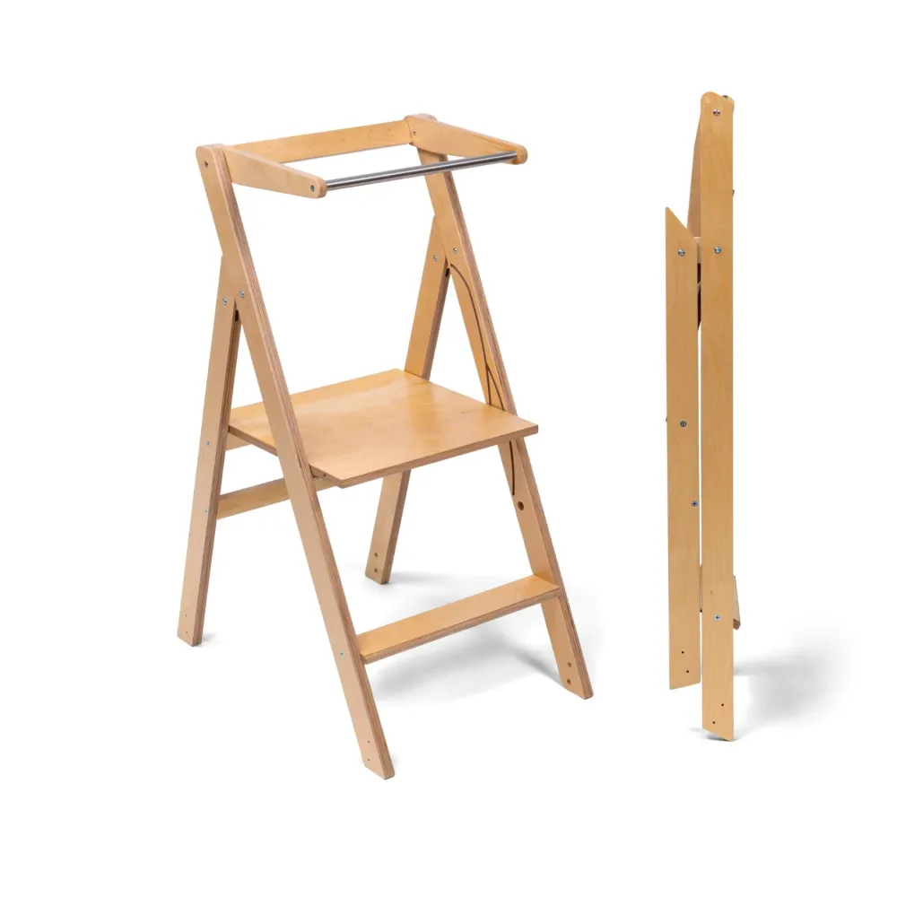 Commercial Grade STEP'n'FOLD Foldable Helper Tower - Natural Wood