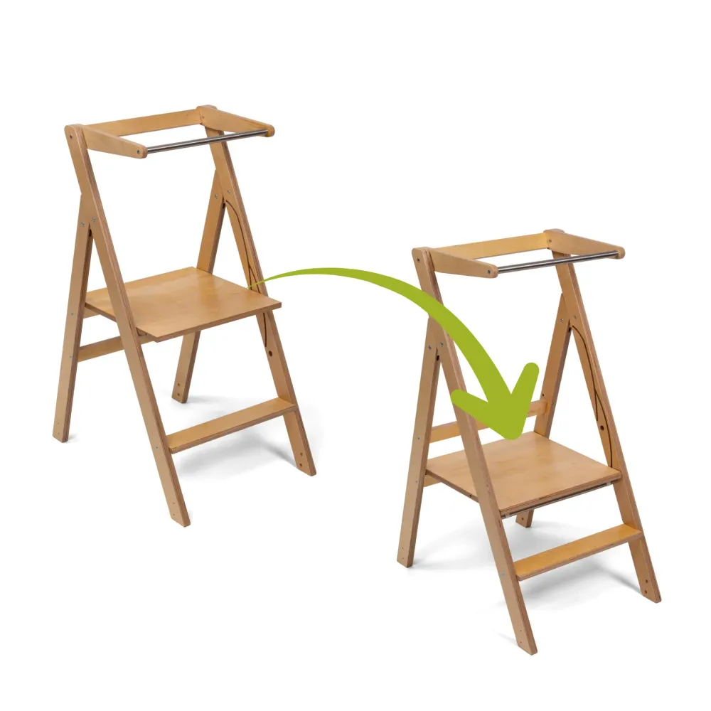 Commercial Grade STEP'n'FOLD Foldable Helper Tower - Natural Wood