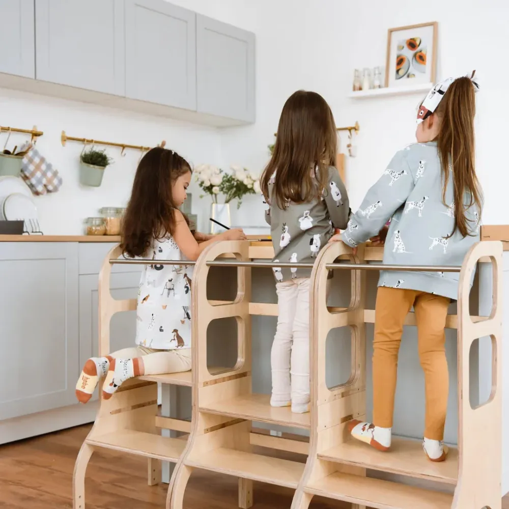 STEP UP Flexible Height Helper Tower - Natural Wood