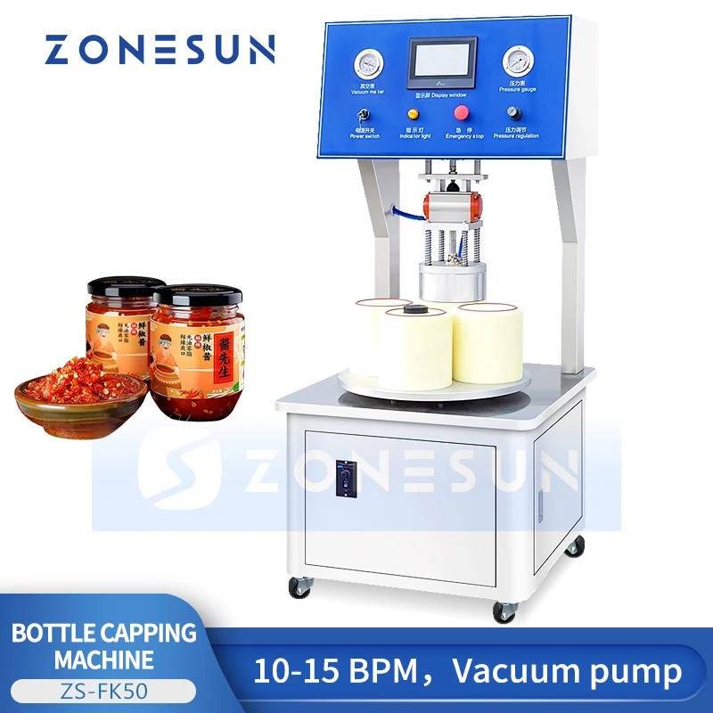 ZONESUN ZS-FK50 Custom 4‑Head Semi‑Automatic Vacuum Capping Machine Bottles