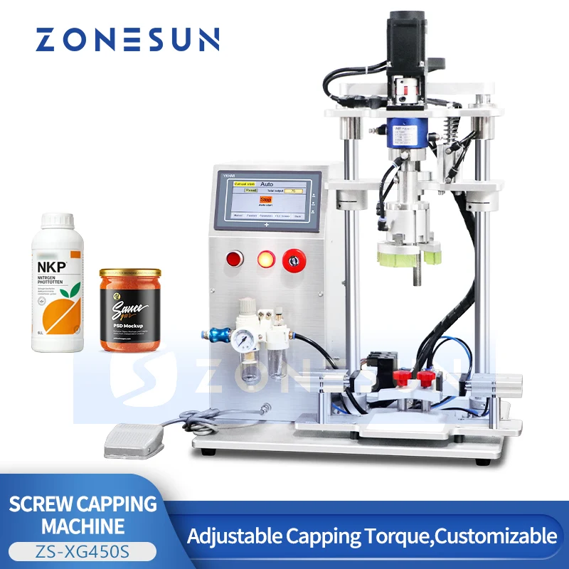 ZONESUN ZS-XG450S Semi-automatic Servo Screw-driven Capping Machine