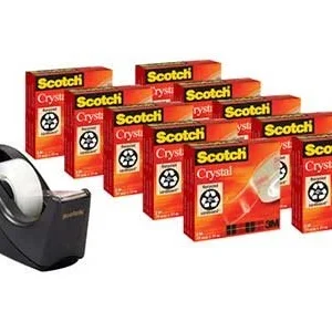 Ergonomic Manual Tape Dispenser Scotch C60 Black + 10 Rl. Kristalltejp 19Mmx33M