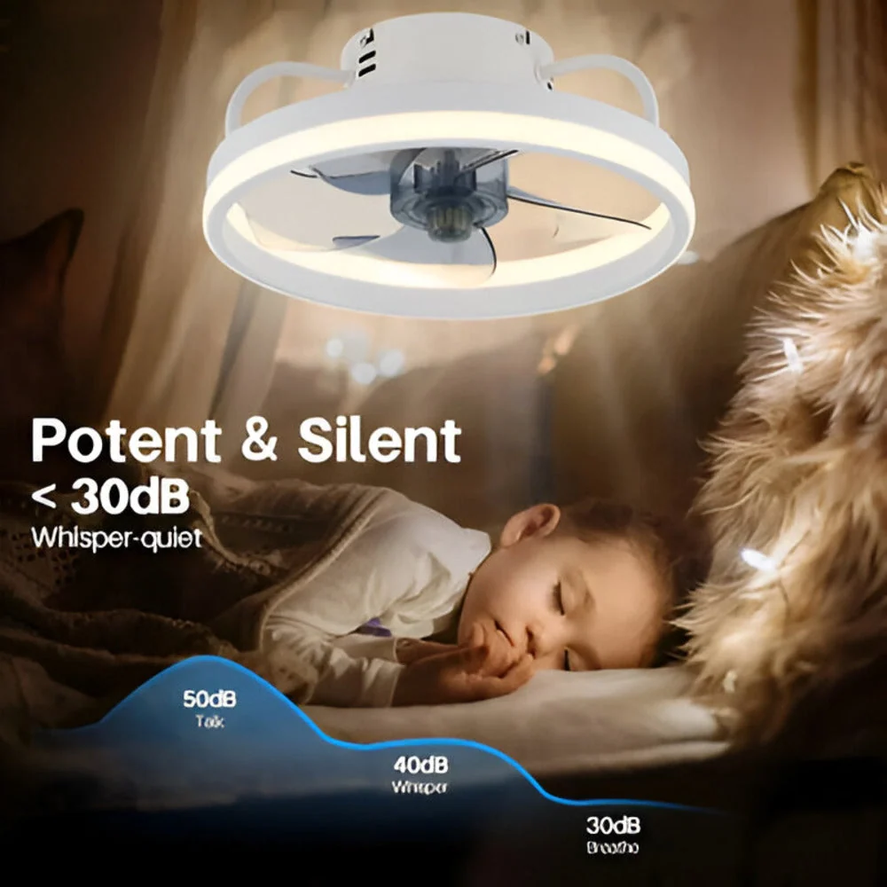 AeroLume – Connected Takfläkt med Dimbar LED och Fjärrkontroll Vit