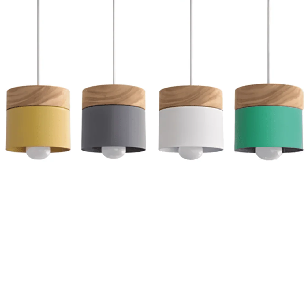 Cylinder Chic Pendellampa i Metallisk och Varmt Trä Vit
