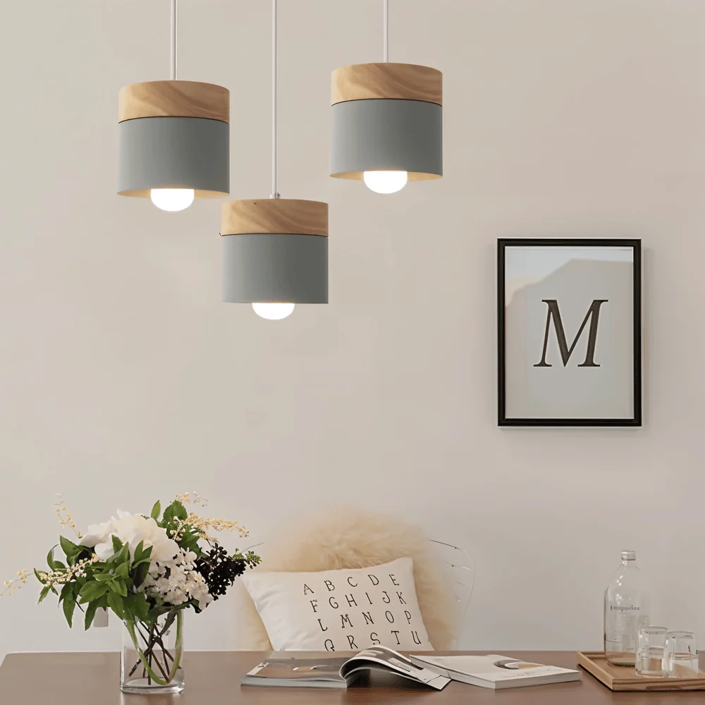 Cylinder Chic – Pendellampa i Steel och Varmt Trä Vit