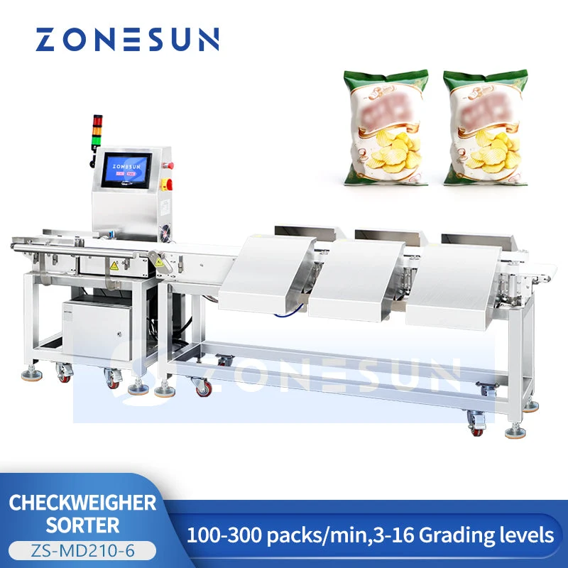 ZONESUN ZS-MD210-6 High-Speed Online check Dynamic Checkweigher & Weight Sorter