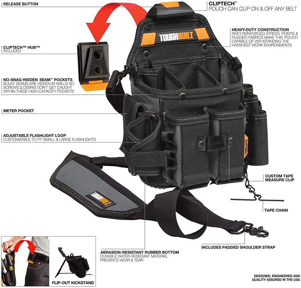 Toughbuilt Journeyman Electrician's Pouch + Shoulder Strap TB-CT-114