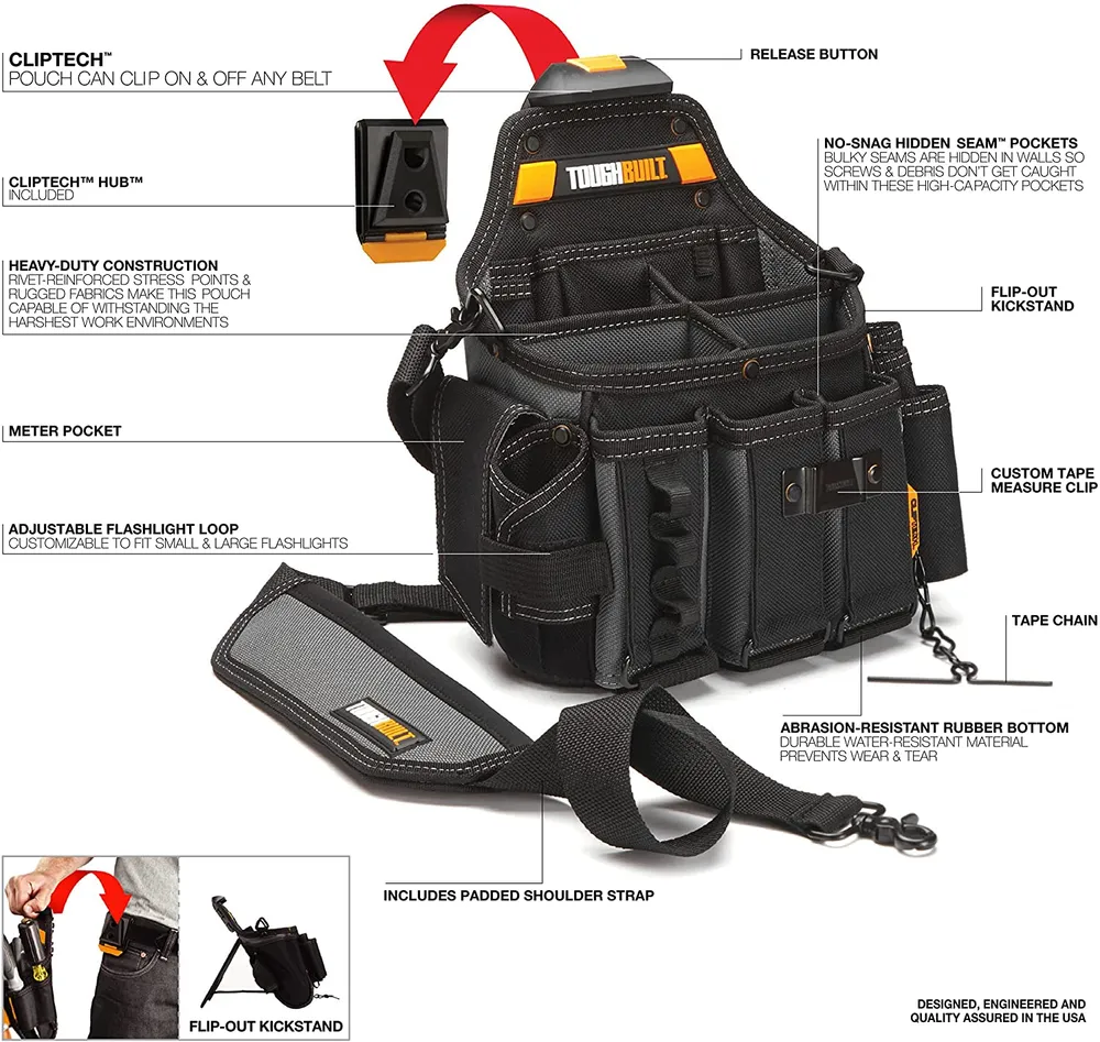 Toughbuilt Master Electrician's Pouch + Shoulder Strap TB-CT-104