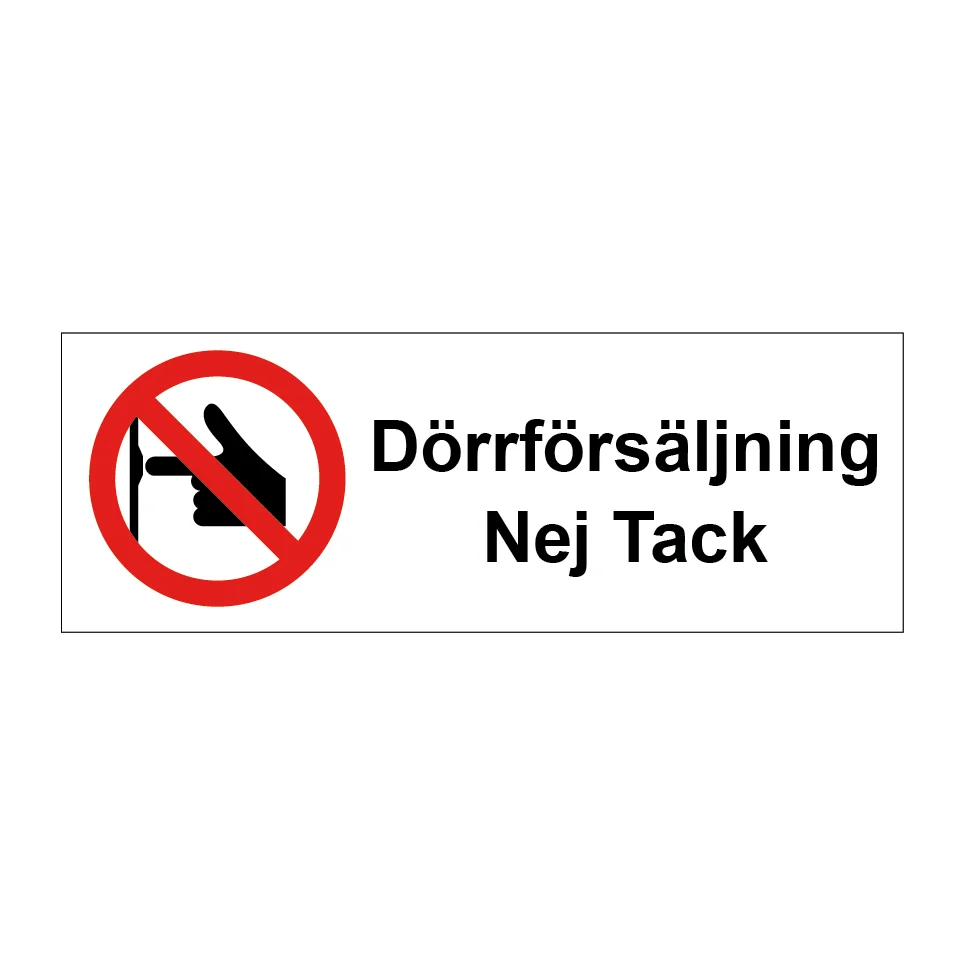 Dörrförsäljning Nej Tack 225x80mm