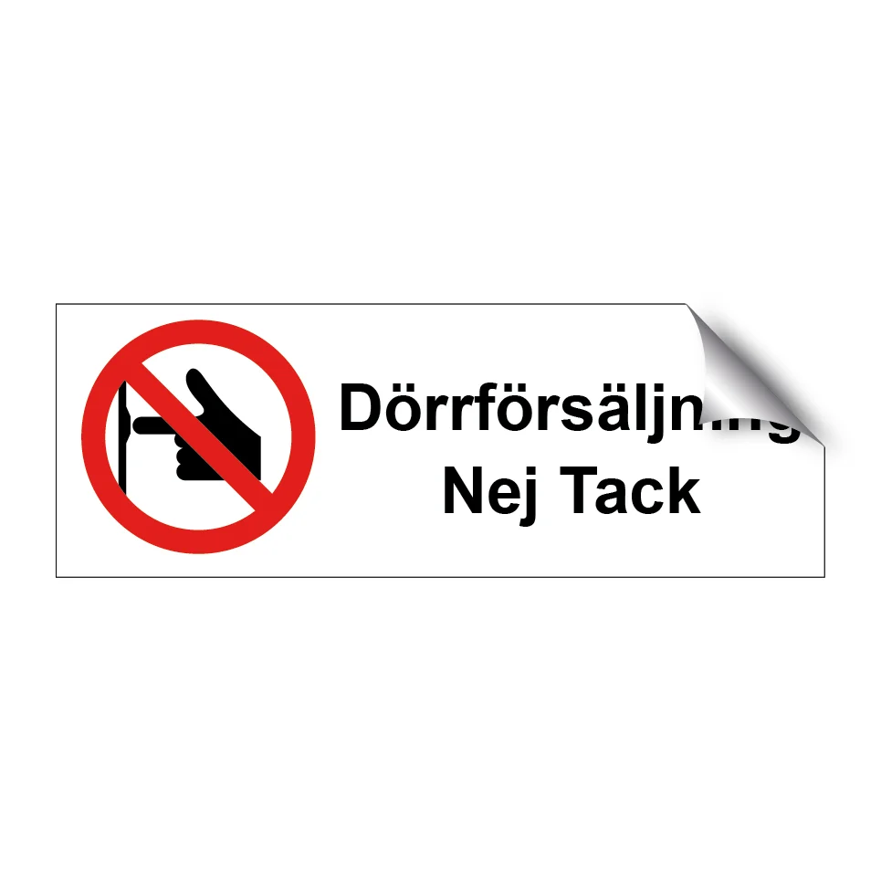 Dörrförsäljning Nej Tack 225x80mm