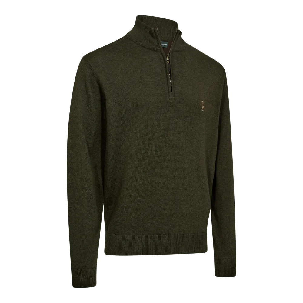 Harrington Strik med lynlås hals - Forest Ember Melange - Deerhunter Small