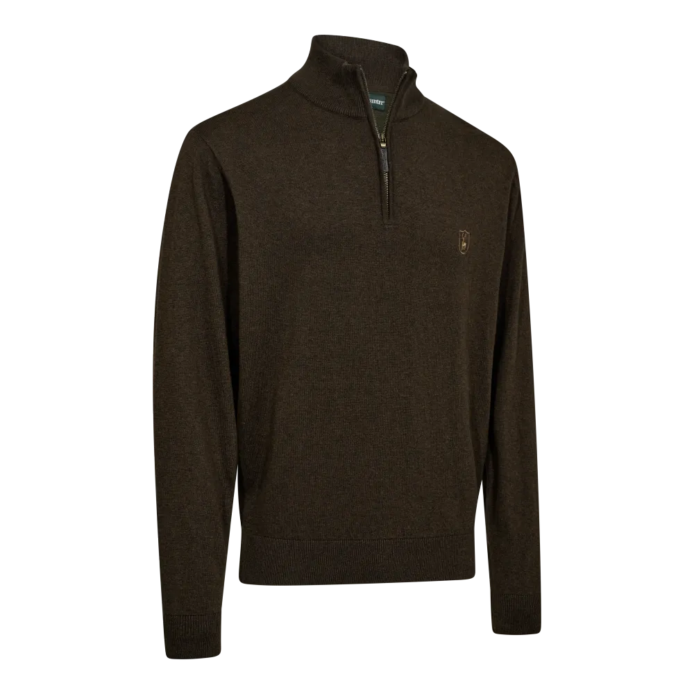 Harrington Strik med lynlås hals - Forest Ember Melange - Deerhunter Small