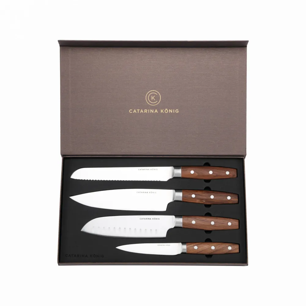 Catarina König 1514 Knivset med Trähandtag 4-delar i giftbox
