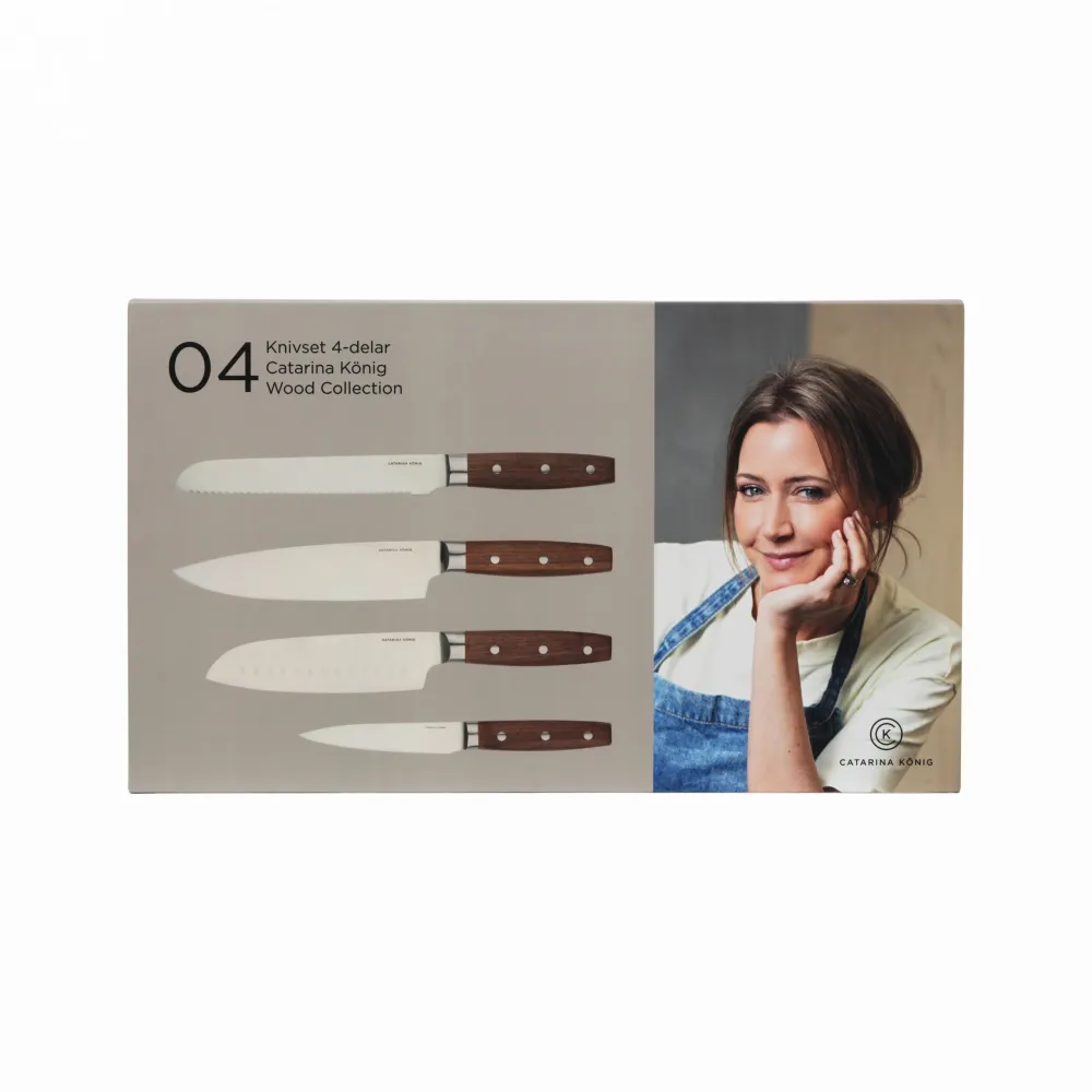 Catarina König 1514 Knivset med Trähandtag 4-delar i giftbox