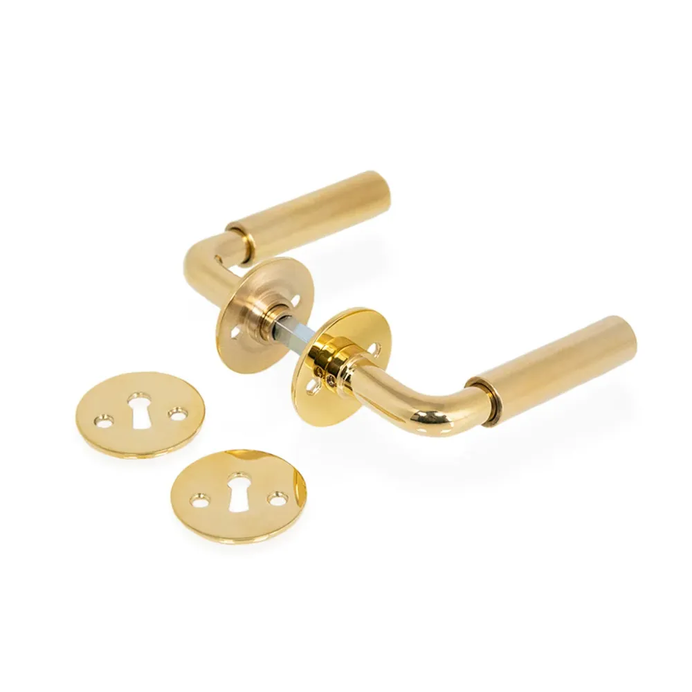 Funkis Espergærde dörrhandtag i polerad antique finish inkl. rosett och nyckelplatta