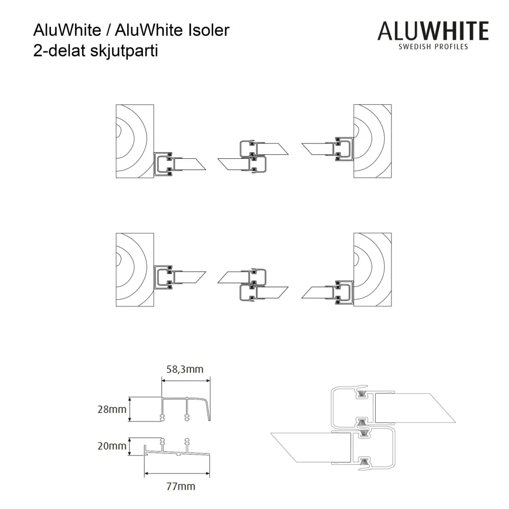 Skjutdörr Aluwhite Vår-Höst Härdat Isolerglas