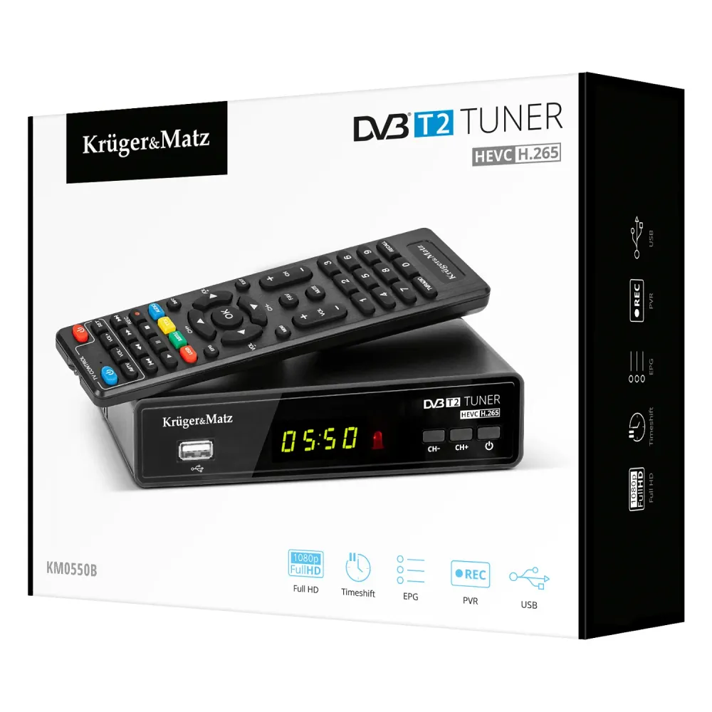 DVB-T2 H.265 HEVC-Dekoder För Marksänd TV Kruger&Matz