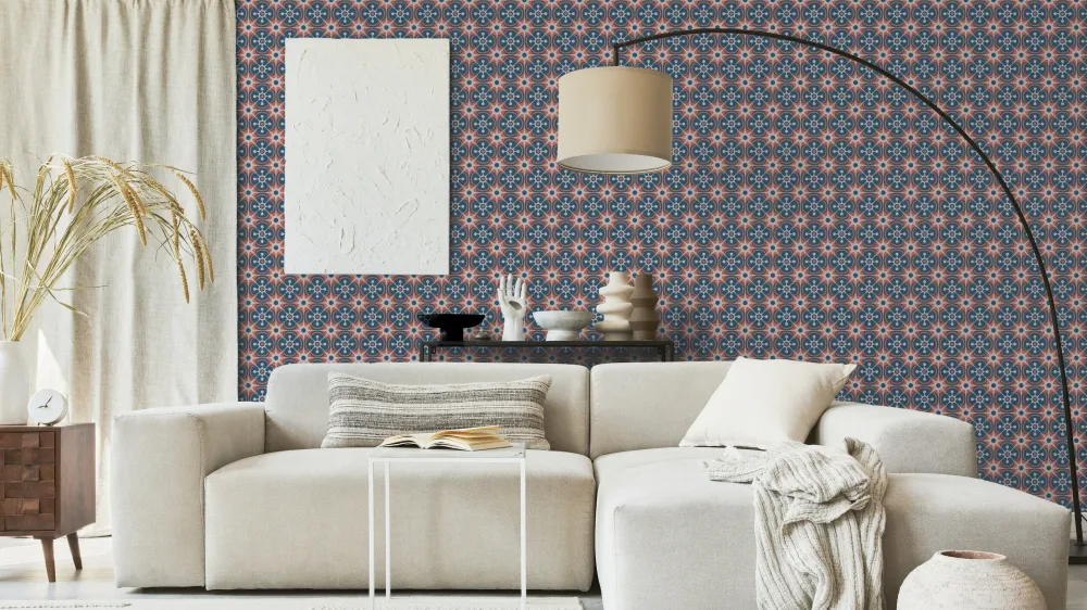 Reveal Tapet Tile Flowers - Rednblue