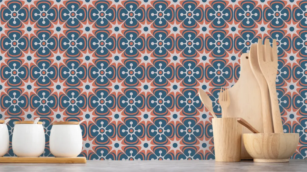 Reveal Tapet Tile Flowers - Rednblue