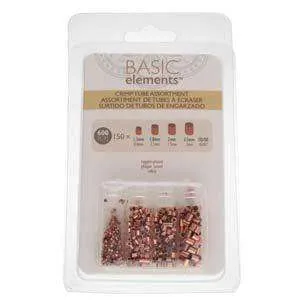 Basic Elements - Crimp tube assortment, Warm-toned plated, 600- pack