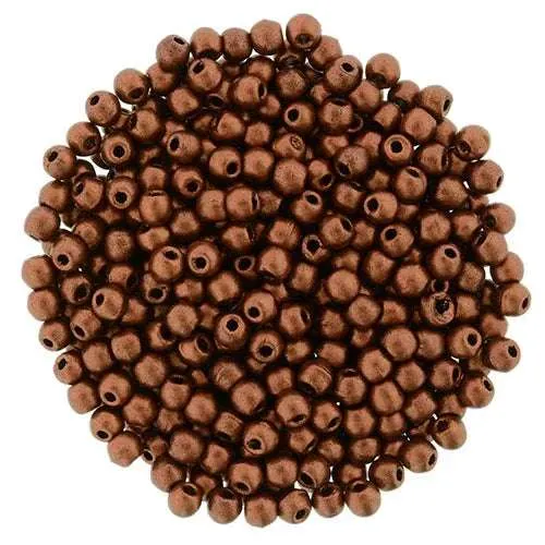 Tjeckiska Druk (Runda) - Matte Metallic Dark Burnt orange 2mm, 50-pack