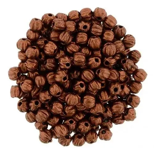Tjeckiska Melon Round - Matt Metallic Deep Copper 3mm 50-pack