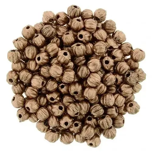 Tjeckiska Melon Round - Matte Metallic Bronze Penny 3mm, 50-pack